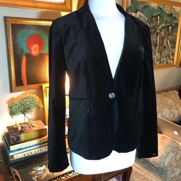 Tommy Hilfiger Black Velvet / white polka dot jacket - impulse purchase 12 -NWOT - Picture 6 of 11